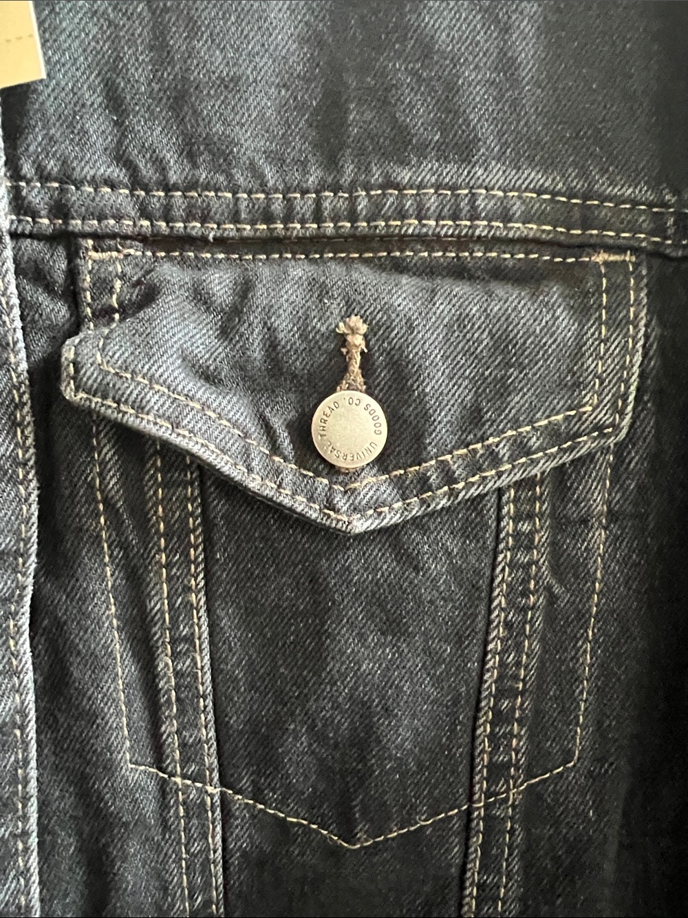 Universal Thread Denim Jacket Black Jean Jacket Classic Style Washed Black - Picture 10 of 11